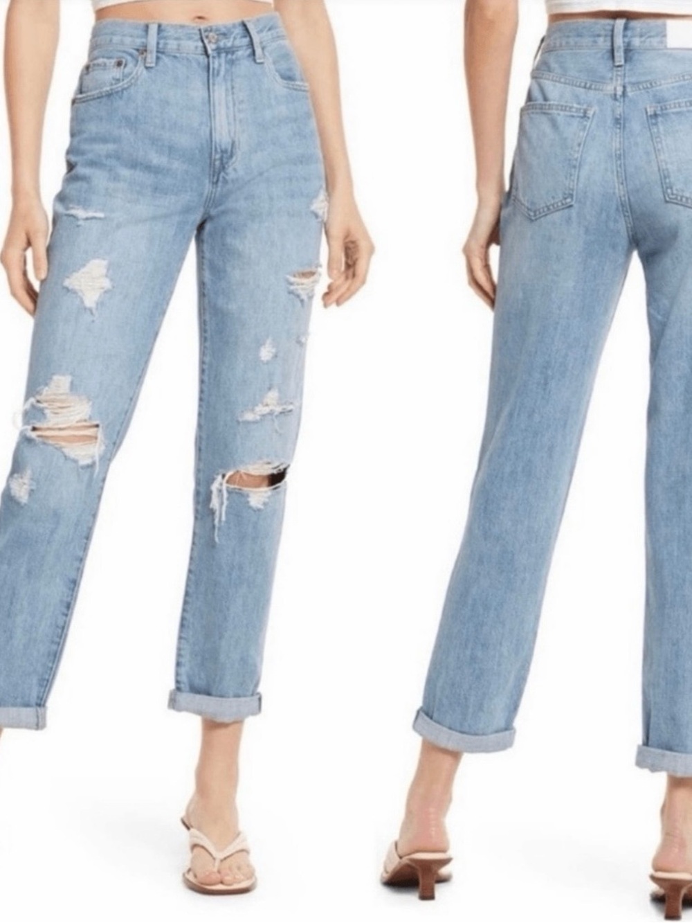 Pistola Presley High Rise Ankle Jeans In Ridge Distressed Light Wash Size 28